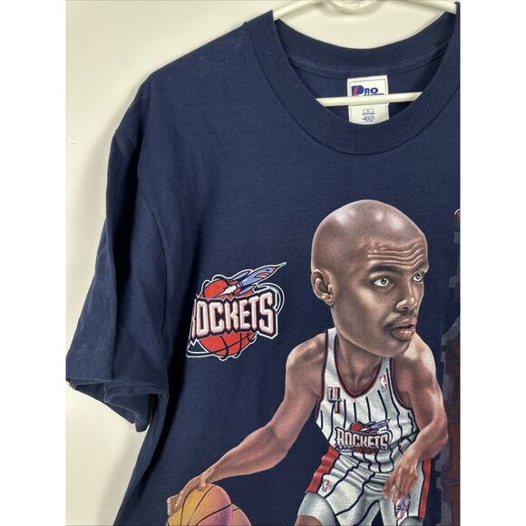 Vintage Pro Player Charles Barkley Rockets Shirt Navy Blue Size Large - Picture 3 of 16